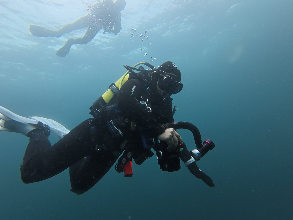 perfect buoyancy diver underwater near inishmore, aran islands